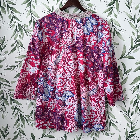 Charter Club Weekend Floral Embroidered Tunic Top. XL. - Picture 3 of 7